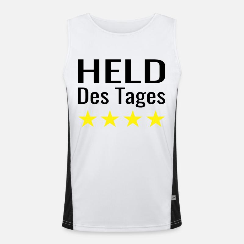 Arbeit Beruf Held des Tages Spruch Kollege Funktionelles Kontrast-Tank Top für Männer 
