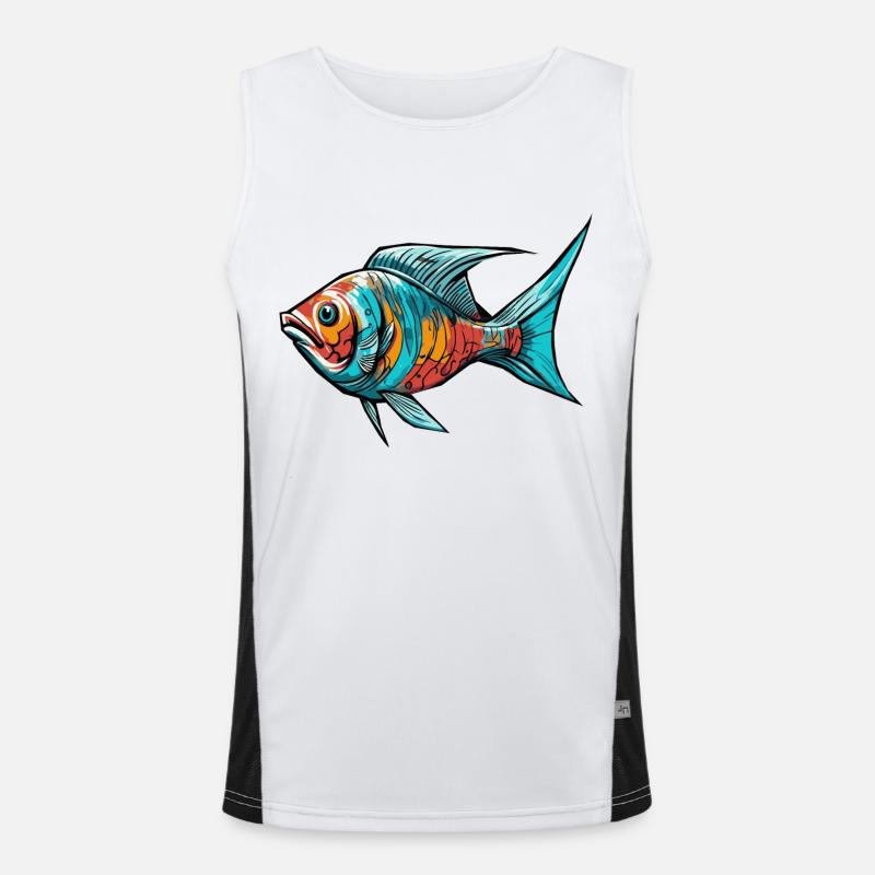 Poisson Graffiti coloré Débardeur respirant contrasté Homme 