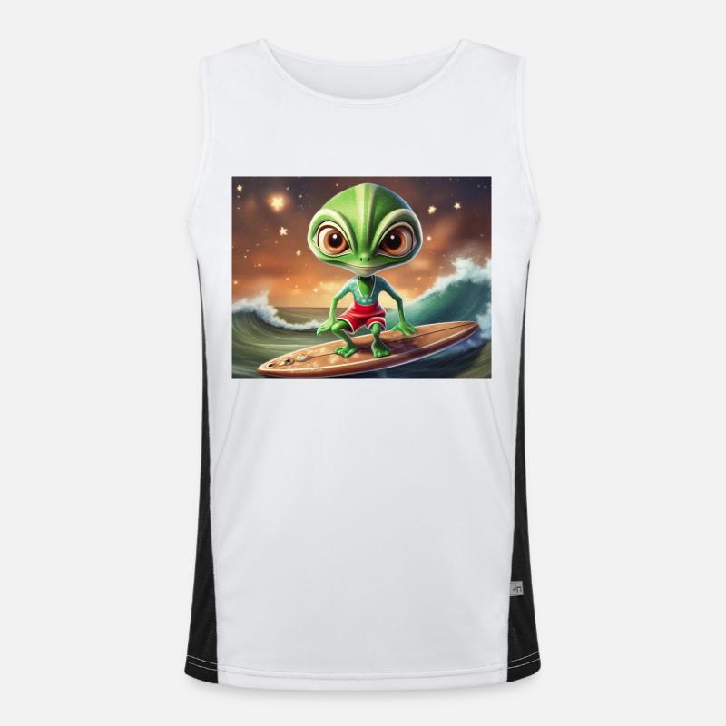 mignon petit vert rétro vintage alien surf Débardeur respirant contrasté Homme 