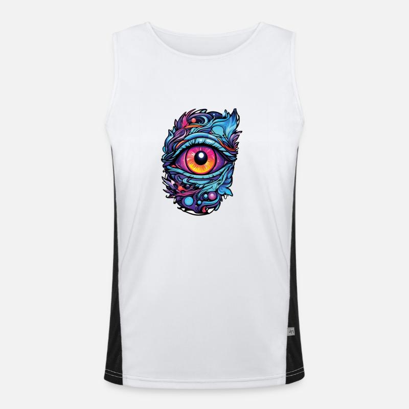 Farbexplosion im Blick: Mystisches Augen-Kunstwerk Funktionelles Kontrast-Tank Top für Männer 