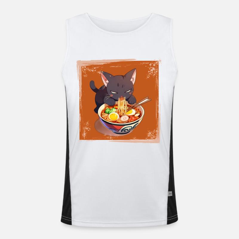 Cat eats ramen Men's Functional Contrast Tank Top 