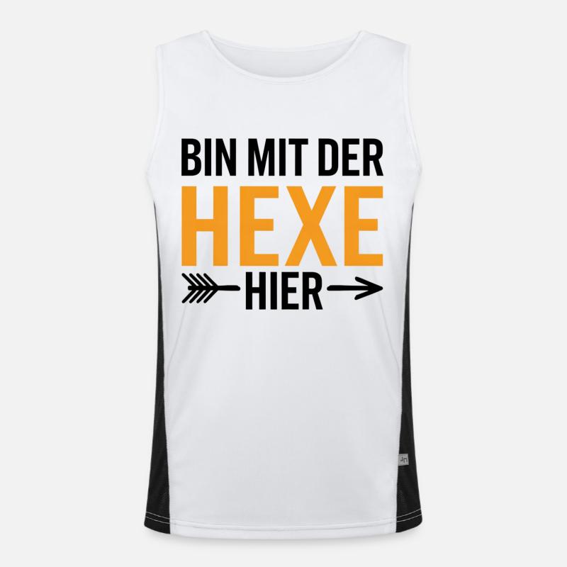Bin mit der Hexe Funny Halloween Funktionelles Kontrast-Tank Top für Männer 