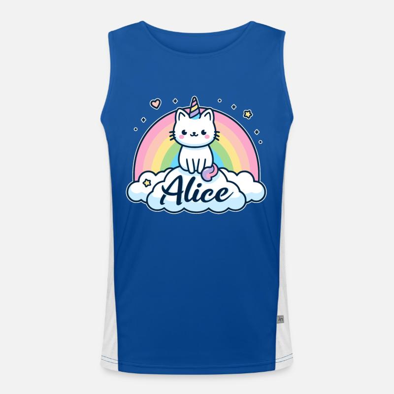 Alice Nom Prénom Licorne Chat Débardeur respirant contrasté Homme 