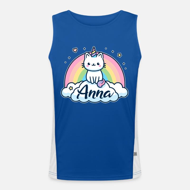 Anna Last name First name Unicorn cat Men's Functional Contrast Tank Top 