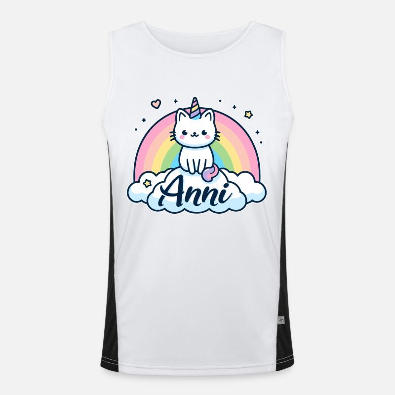 Anni Last name First name Unicorn cat Men's Functional Contrast Tank Top 