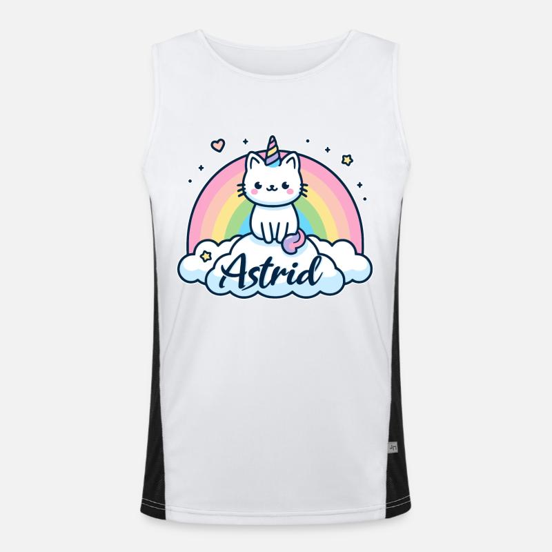 Astrid Nom Prénom Licorne Chat Débardeur respirant contrasté Homme 