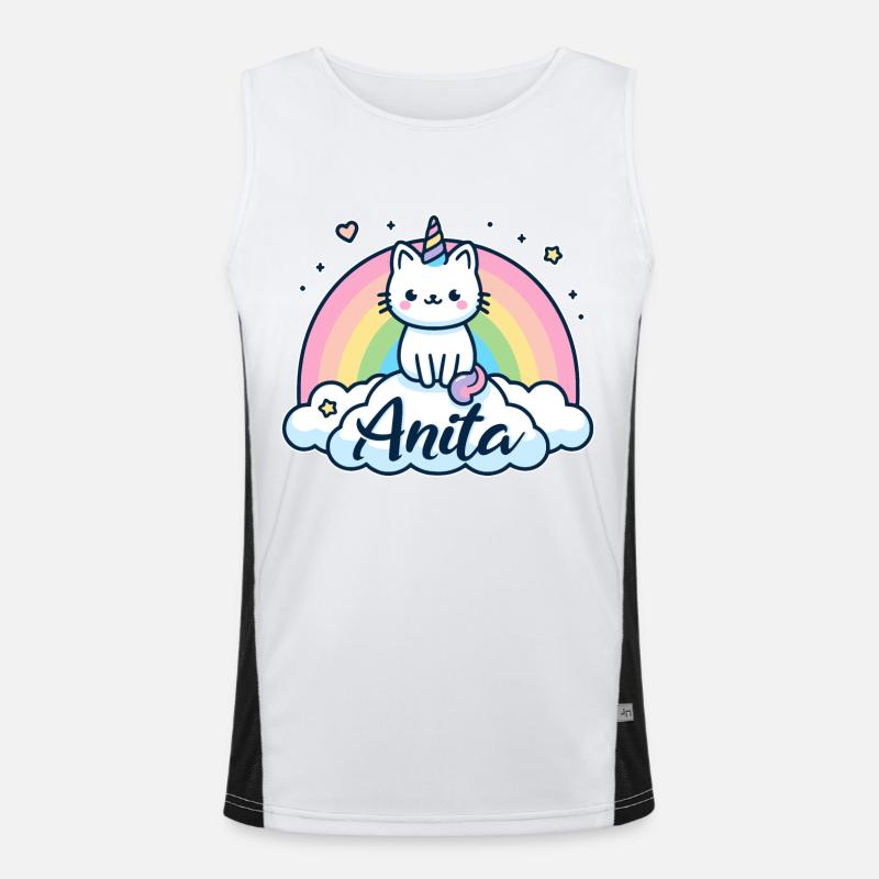 Anita Nom Prénom Licorne Chat Débardeur respirant contrasté Homme 