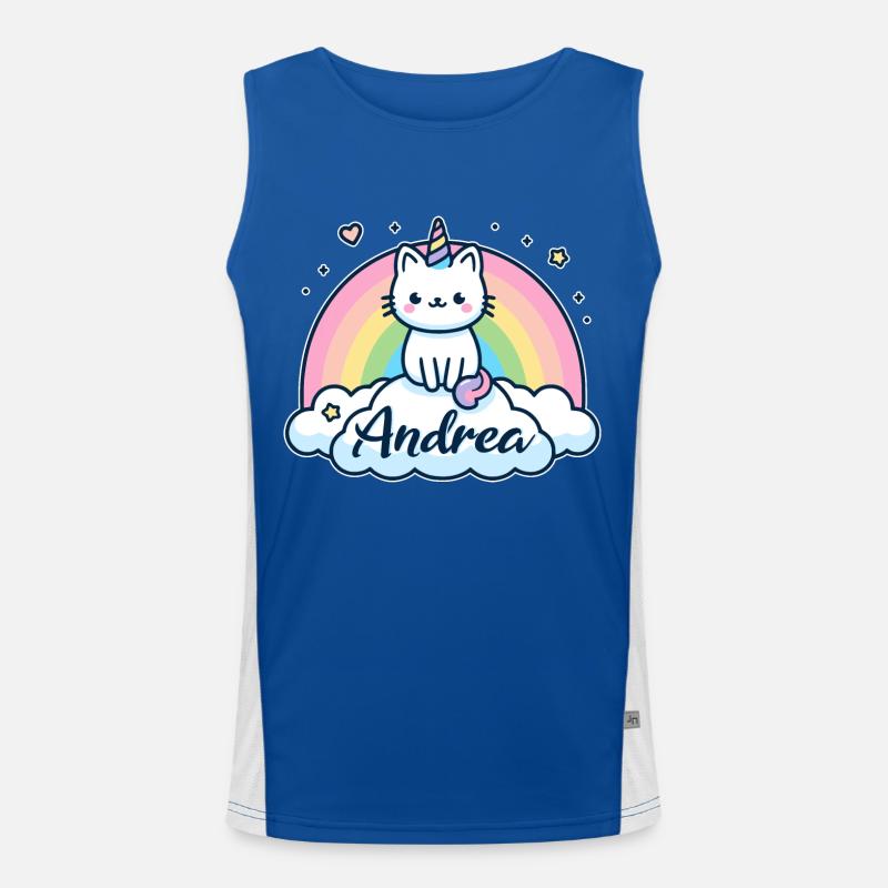 Andrea Nom Prénom Licorne Chat Débardeur respirant contrasté Homme 