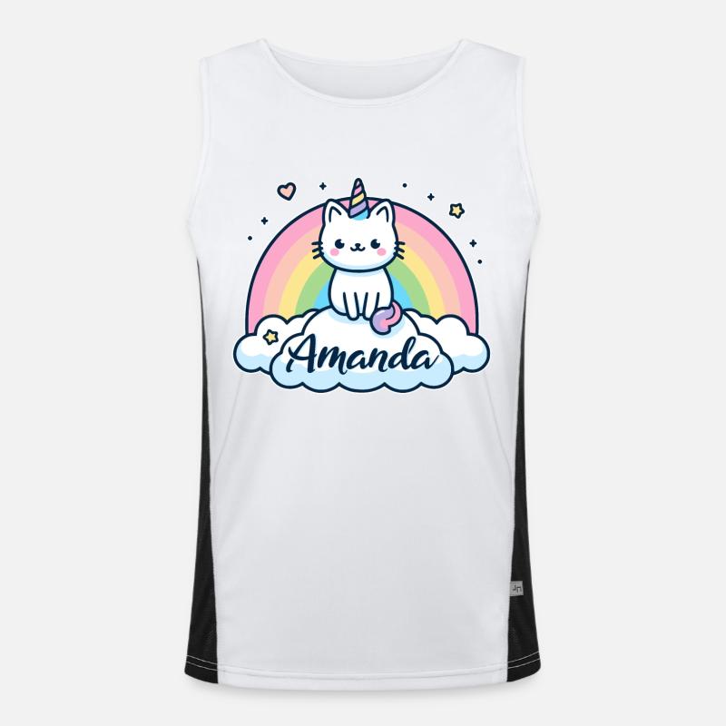 Amanda Nom Prénom Chat licorne Débardeur respirant contrasté Homme 