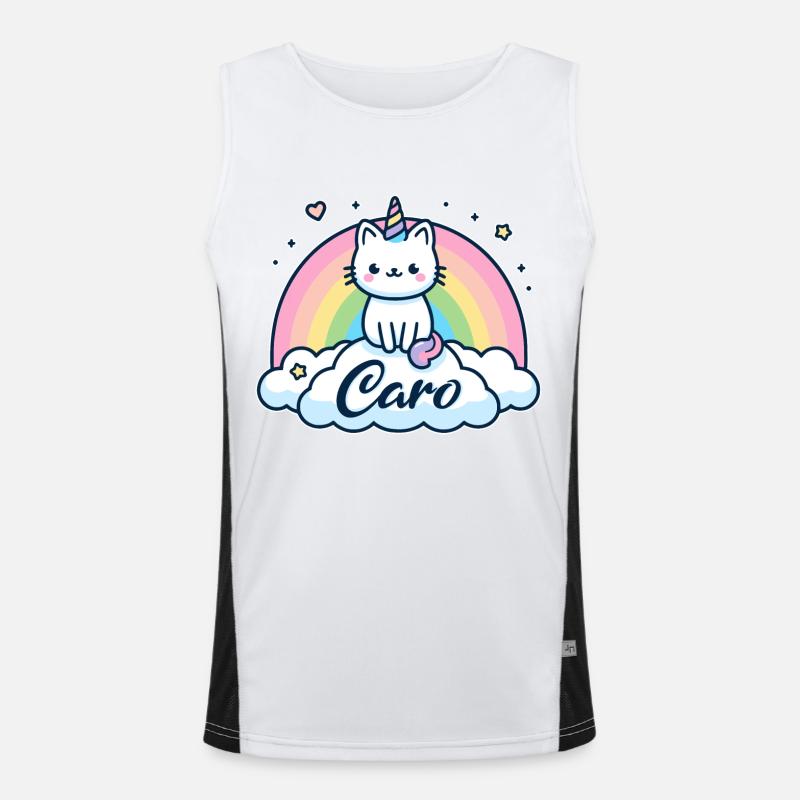 Caro Nom Prénom Licorne Chat Débardeur respirant contrasté Homme 