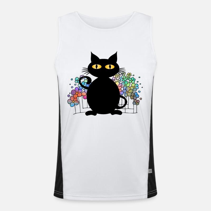 Cat - Men's Functional Contrast Tank Top - white/black