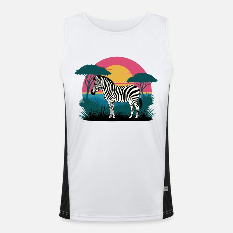 Sunset Zebra Funktionelles Kontrast-Tank Top für Männer 