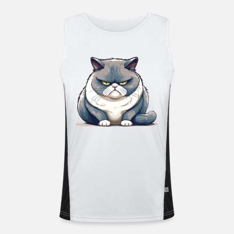 Dicke, mürrische Katze Funktionelles Kontrast-Tank Top für Männer 