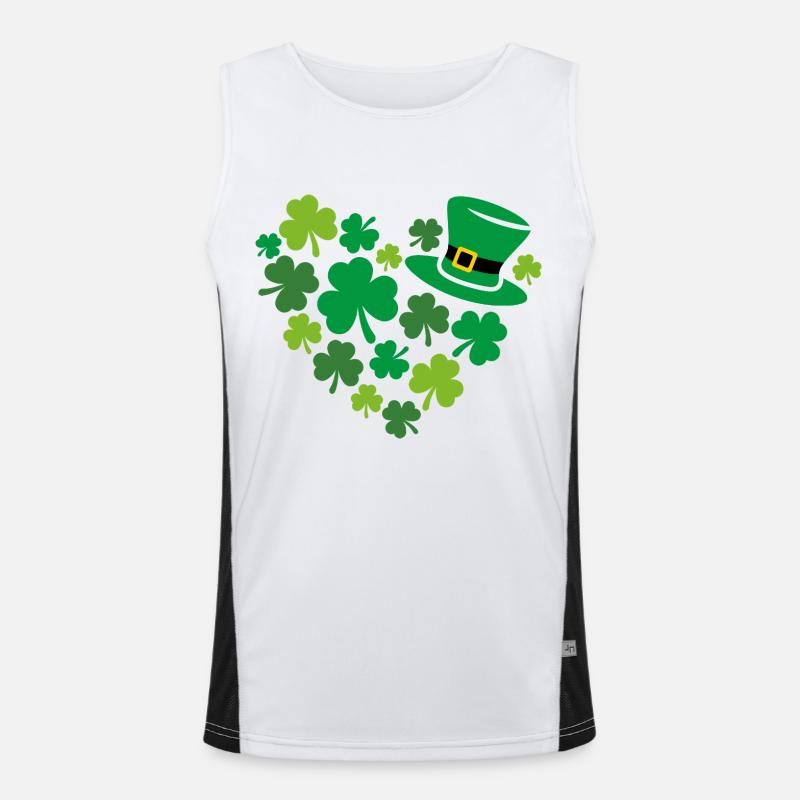 Trèfle en forme de cœur à la Saint-Patrick Débardeur respirant contrasté Homme 