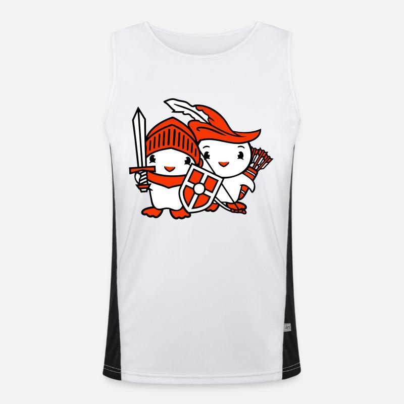 2 Ducks Knight Archer Sword Shield Fighter Men's Functional Contrast Tank Top 