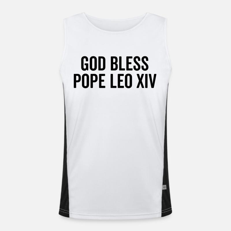 God Bless Pope Leo XIV - Men's Functional Contrast Tank Top  - white/black