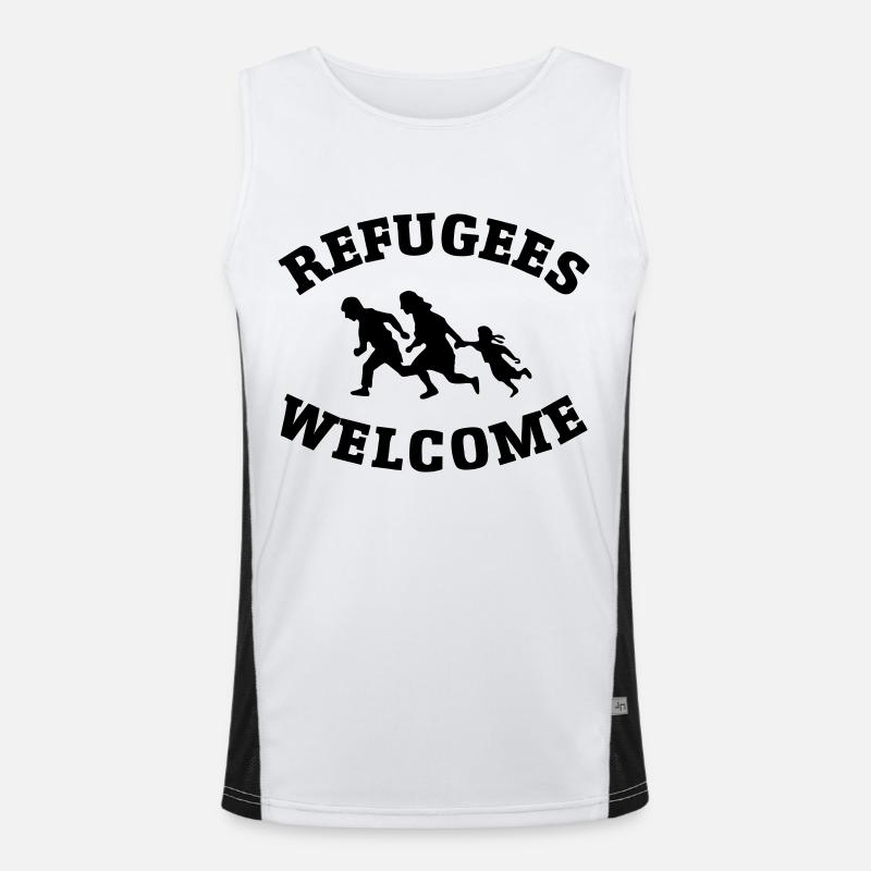 Refugees Welcome Funktionelles Kontrast-Tank Top für Männer 