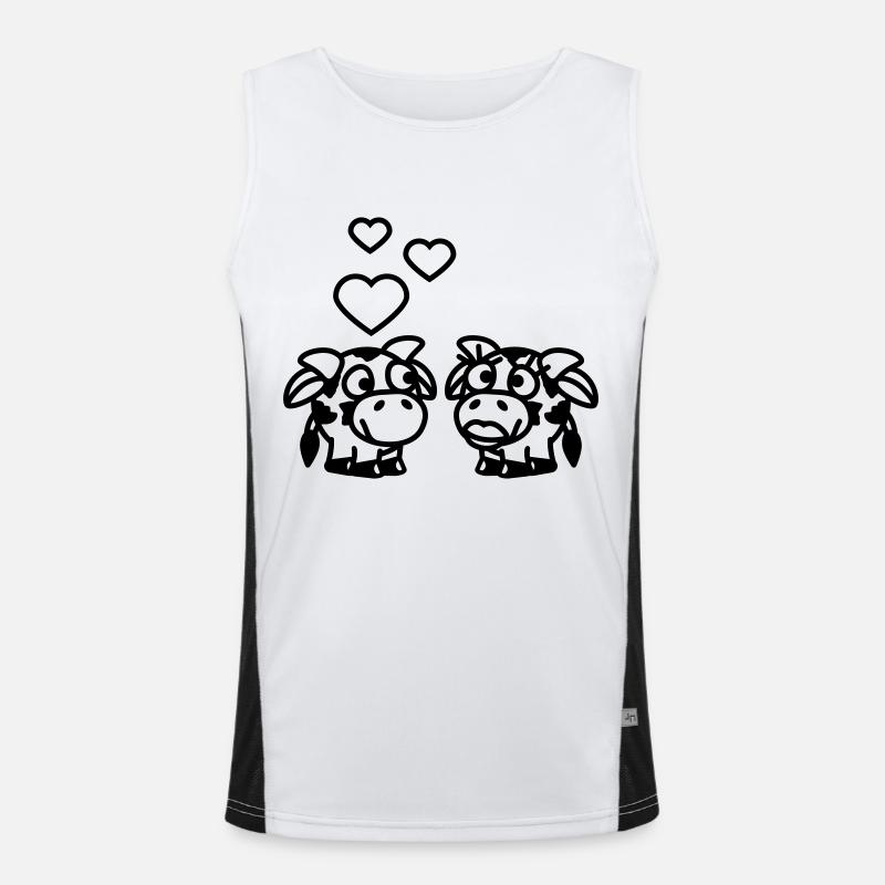 smiley_cows_in_love_1c Men's Functional Contrast Tank Top 