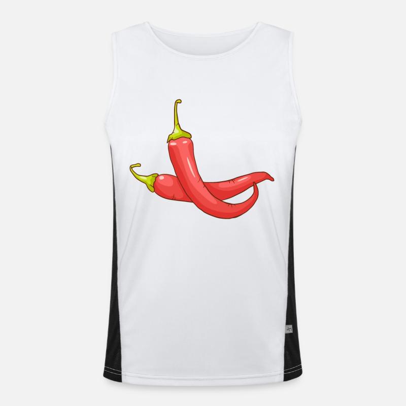Red chilli pepper hot pepper vegetables Men's Functional Contrast Tank Top 