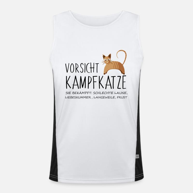 Attention chat de combat minou cadeau idée Débardeur respirant contrasté Homme 