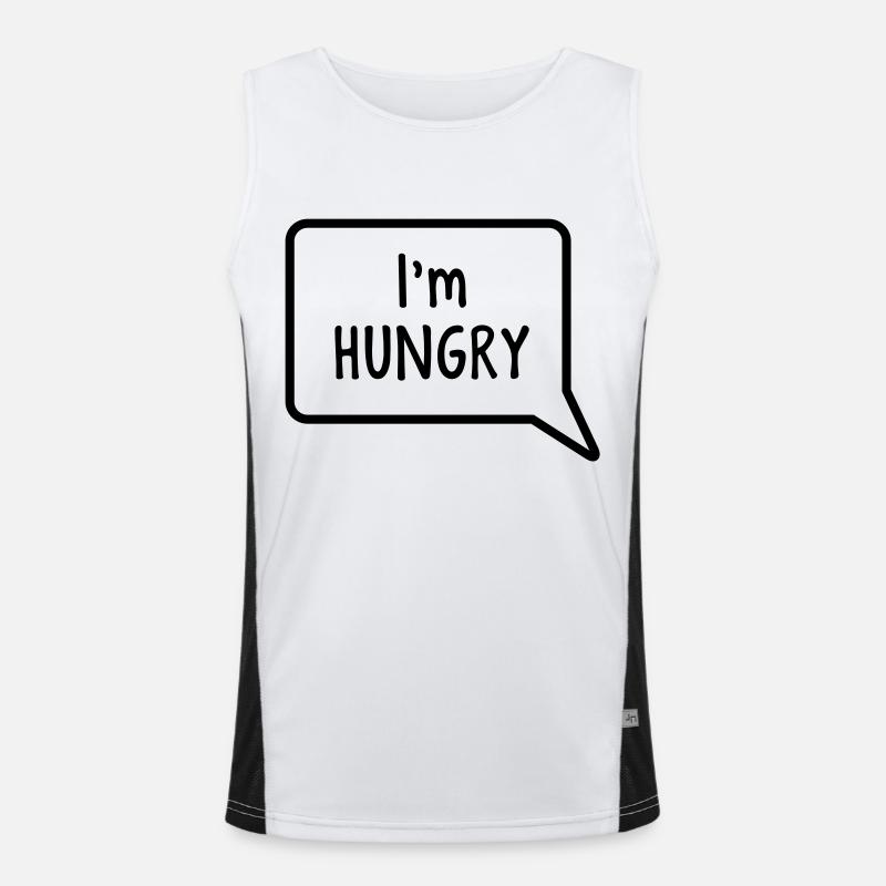 Ich bin hungrig Sprechblase Bauch Design Funktionelles Kontrast-Tank Top für Männer 