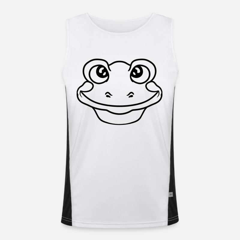 face head frog sitting cute cute small c Men's Functional Contrast Tank Top 