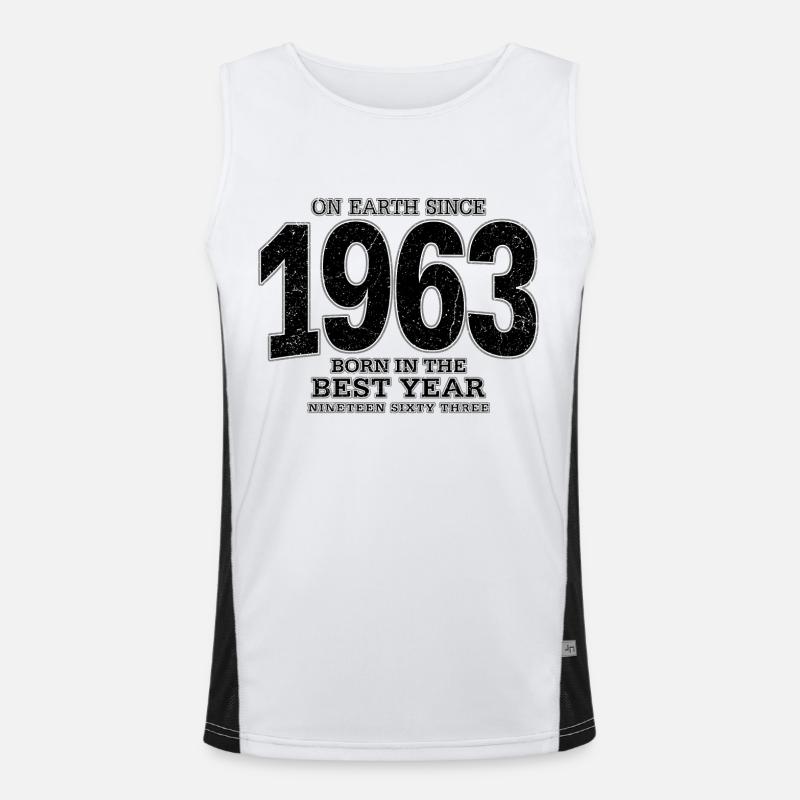 On Earth since 1963 (black oldstyle) Funktionelles Kontrast-Tank Top für Männer 
