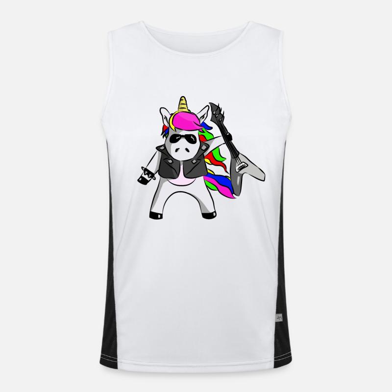 Cool Unicorn Einhorn Rock Star Funktionelles Kontrast-Tank Top für Männer 