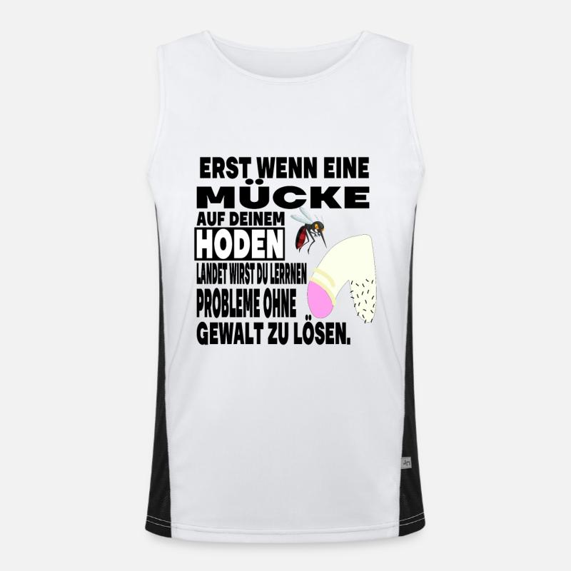 Hoden Eier Mücke Stich Gewalt Problem Spruch Funktionelles Kontrast-Tank Top für Männer 