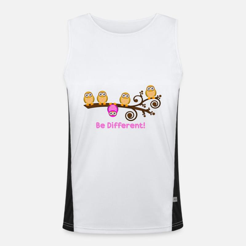 Be Different Süße Eulen Spruch Funktionelles Kontrast-Tank Top für Männer 