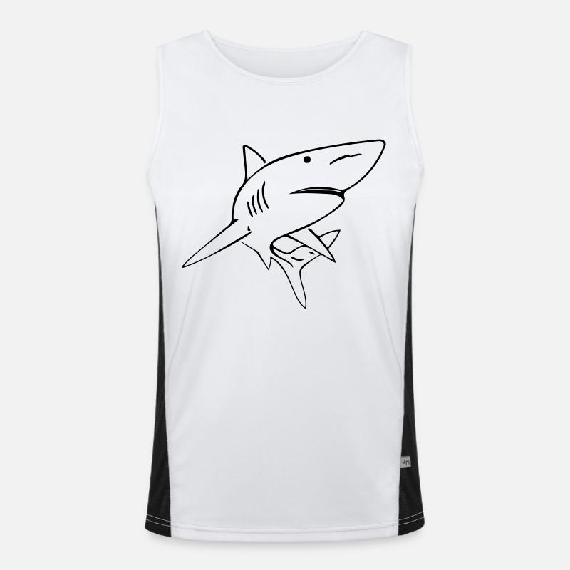 Shark - Vector Design - Men's Functional Contrast Tank Top  - white/black