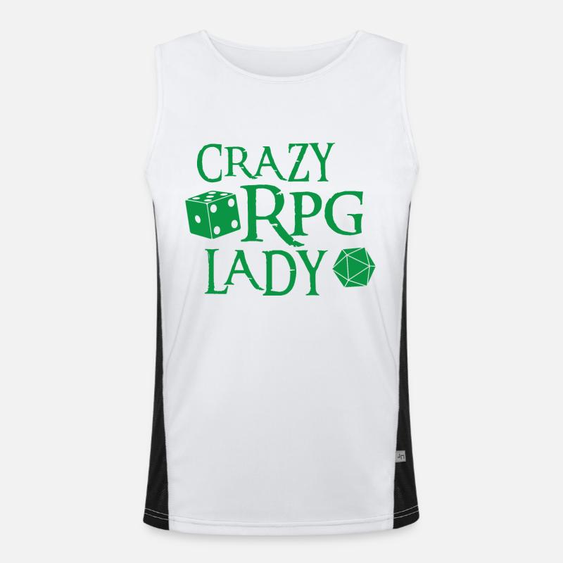 Crazy RPG lady with dice Men's Functional Contrast Tank Top 