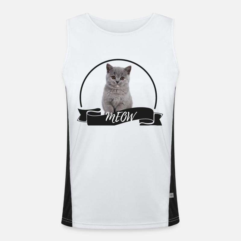 Cat Meow mignon British Shorthair Location chat gris Débardeur respirant contrasté Homme 