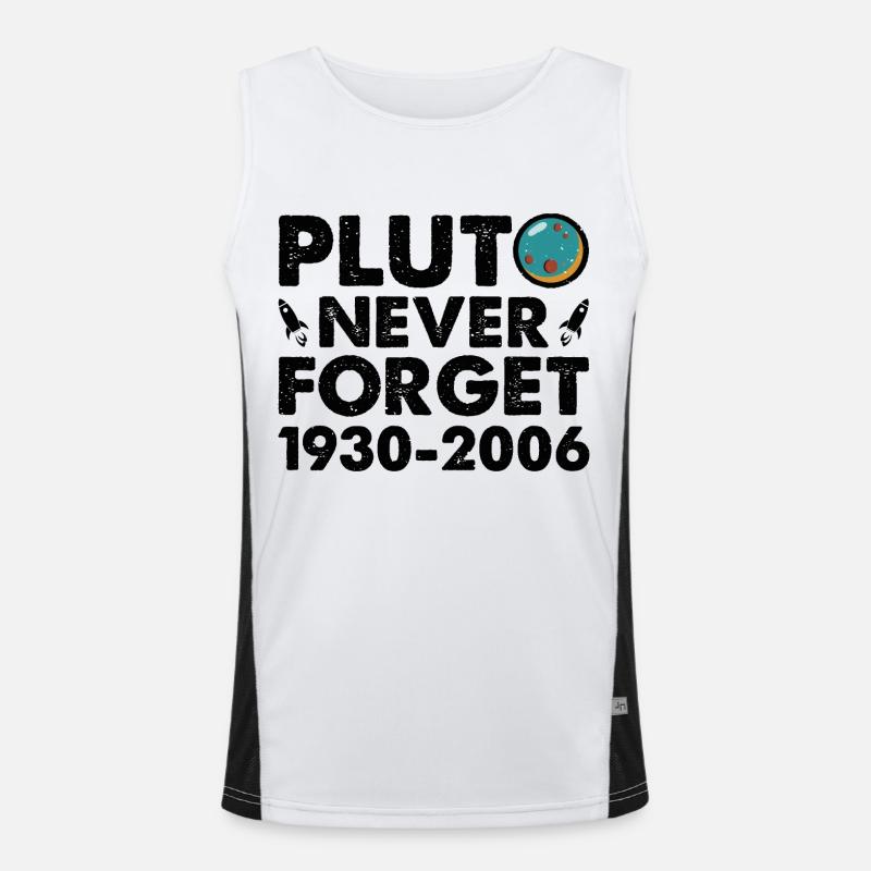 Never Forget Pluto Funny Planet Pluto Men's Functional Contrast Tank Top 