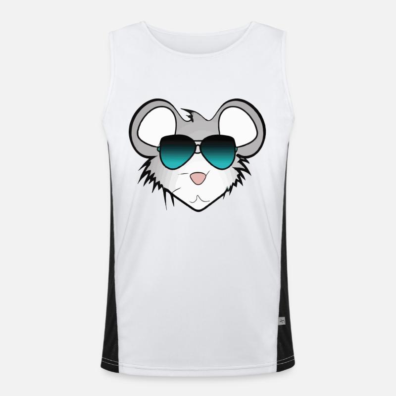 Maus mit Sonnenbrille Illustration Geschenk Funktionelles Kontrast-Tank Top für Männer 