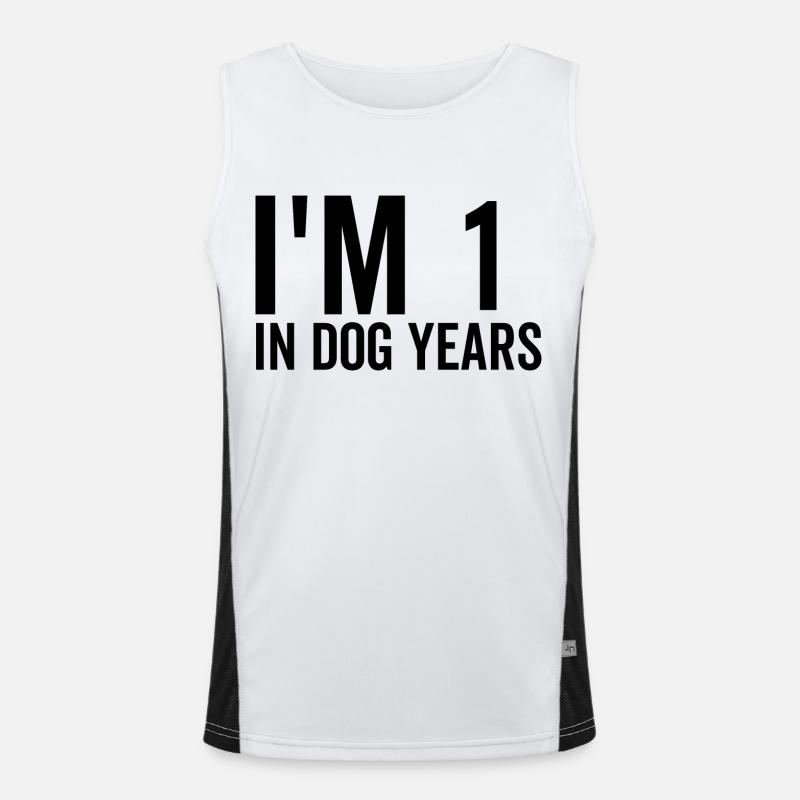 Ich bin 1 in Hundejahren Funktionelles Kontrast-Tank Top für Männer 