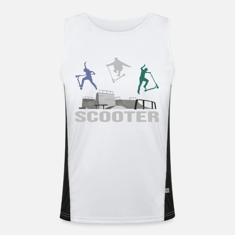 stuntscooter rollerscooter scooter e-scooter - Men's Functional Contrast Tank Top  - white/black