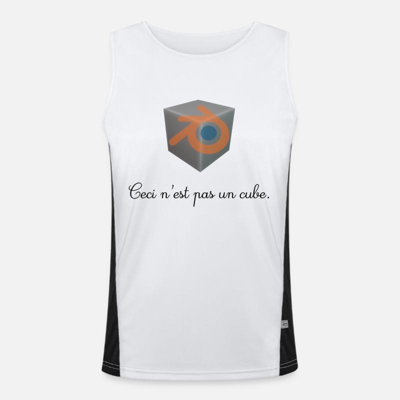 This is not a cube - Men's Functional Contrast Tank Top  - white/black
