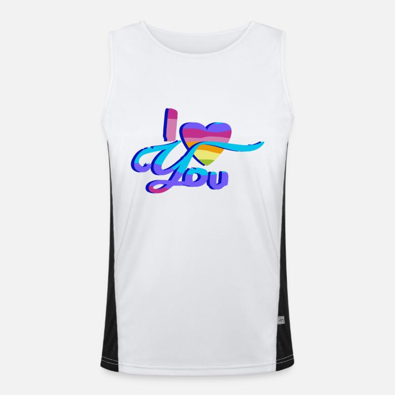Ich Liebe Dich - Regenbogen Funktionelles Kontrast-Tank Top für Männer 