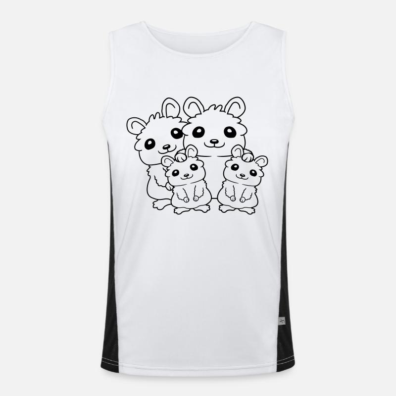 Papa Mama Kinder Hamster Funktionelles Kontrast-Tank Top für Männer 
