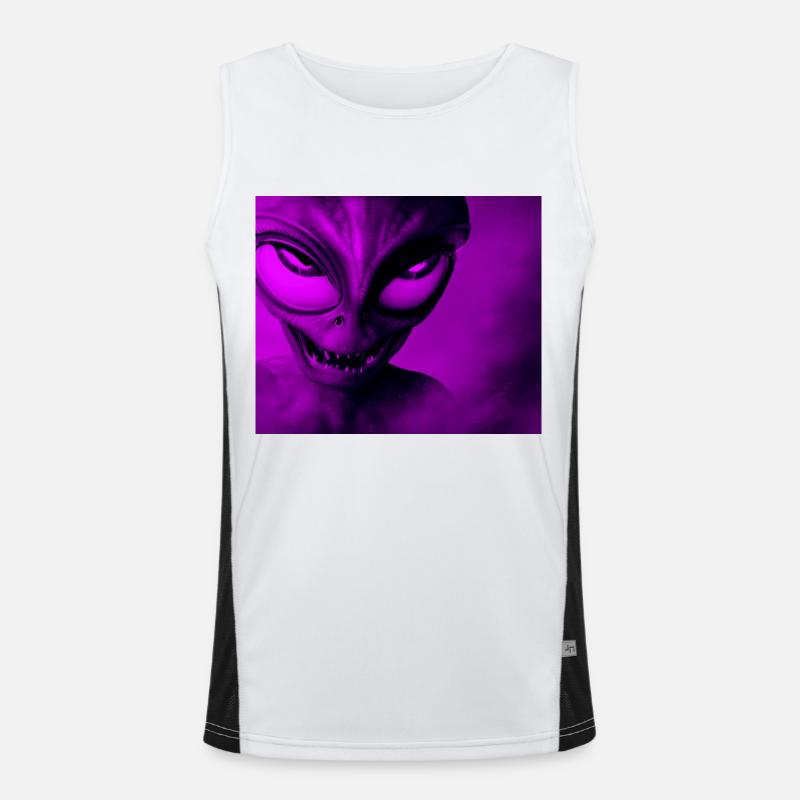 Alien with Sharp Teeth Design - Pink Men's Functional Contrast Tank Top 