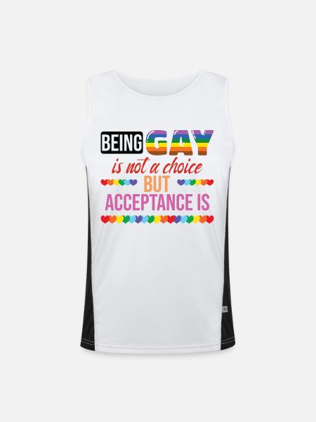 Être gay n’est pas un choix - Débardeur respirant contrasté Homme  - blanc/noir - Devant