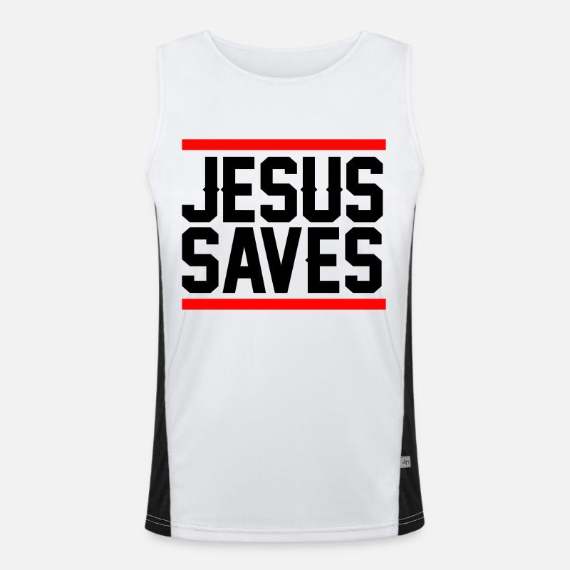 Jesus Saves Men's Functional Contrast Tank Top 