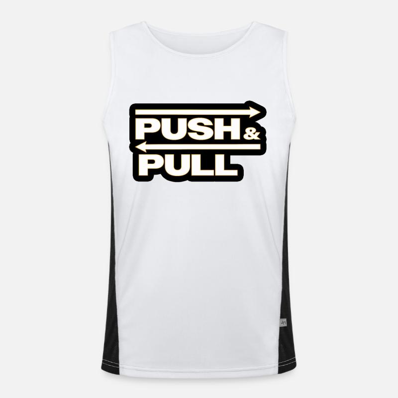 Push and Pull black Funktionelles Kontrast-Tank Top für Männer 