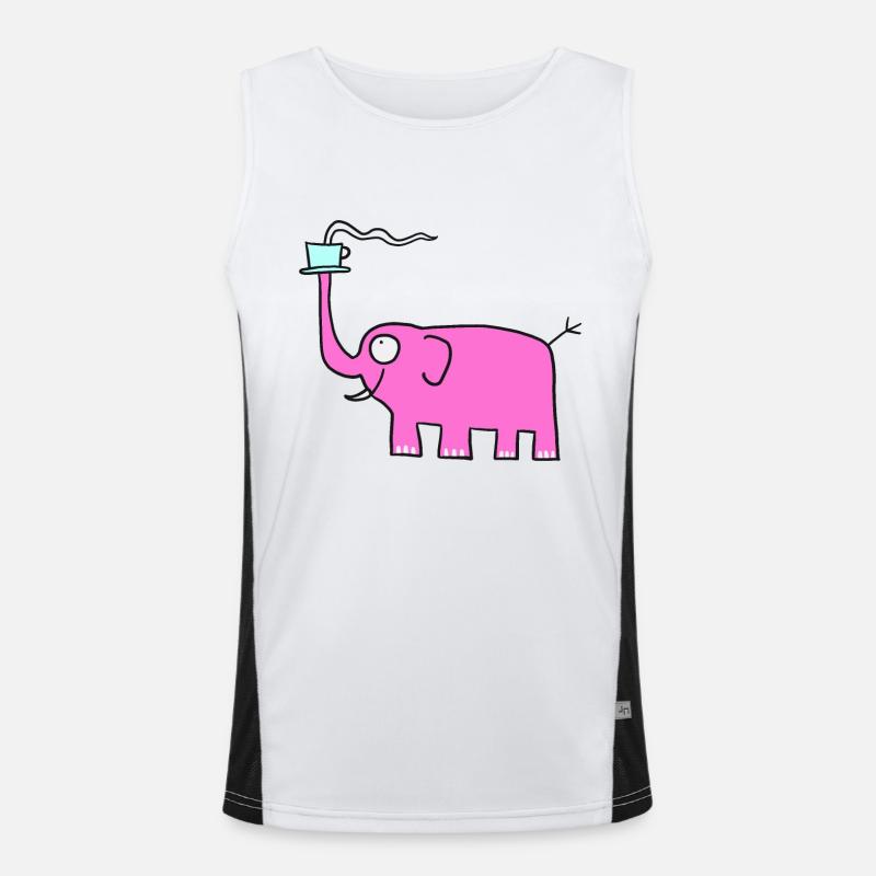 Éléphant rose avec café Débardeur respirant contrasté Homme 