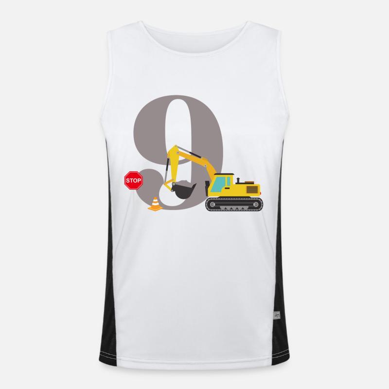 9th anniversary excavator Men's Functional Contrast Tank Top 