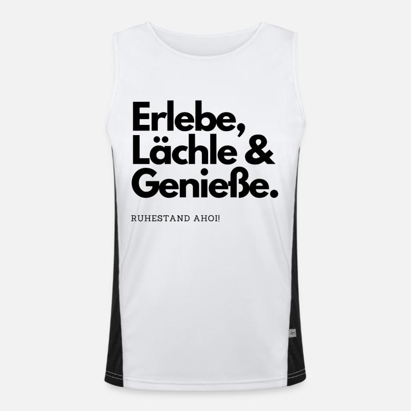 Ruhestand Ahoi! Elebe, Lächle & Geniesse. Funktionelles Kontrast-Tank Top für Männer 