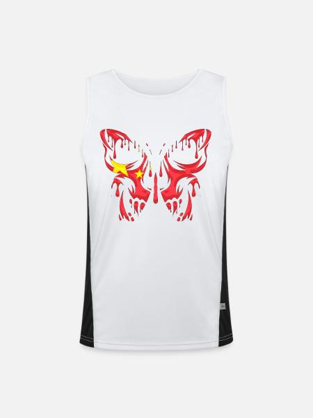 China Country Flag Official States Continent - Men's Functional Contrast Tank Top  - white/black - Front
