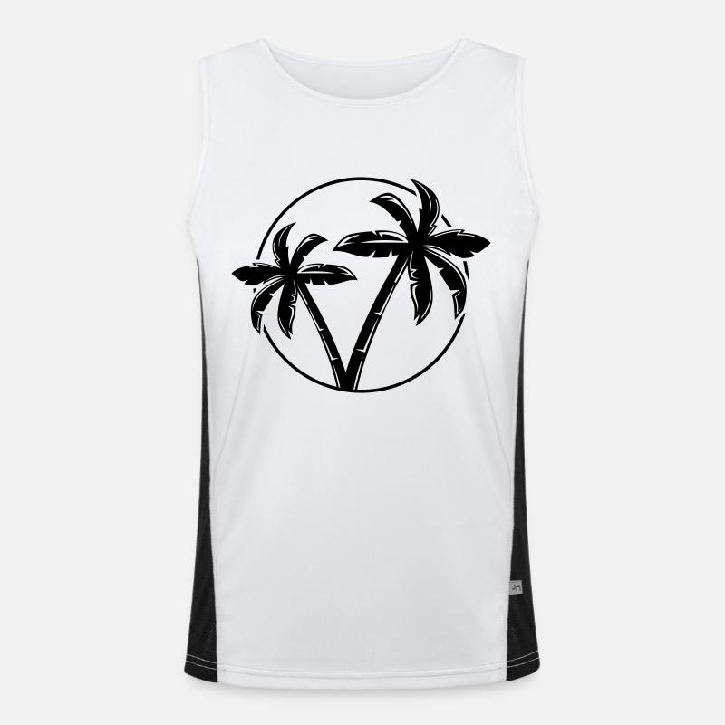 Palm Tree Silhouette Circle - Men's Functional Contrast Tank Top  - white/black