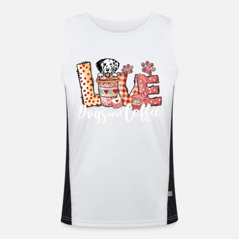 Dalmation Dog Coffee Lover Valentines Day Men's Functional Contrast Tank Top 